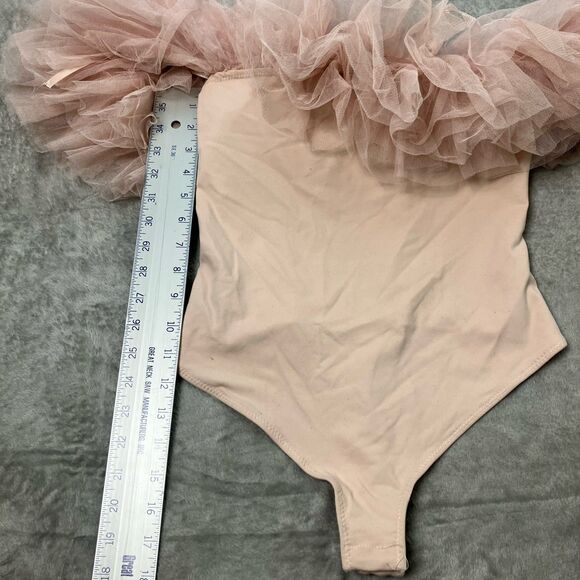 Free People Intimately L Big Love Tulle Ruffles Bodysuit Dusty Pink Feminine - Picture 5 of 14